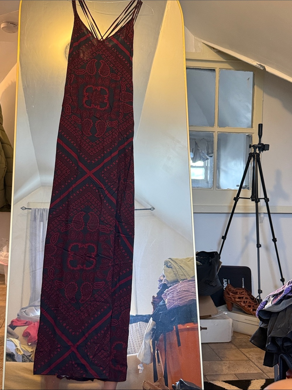 GAP Strappy Burgundy Paisley Maxi dress